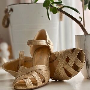 Chelsea Crew Gold Strappy Heels